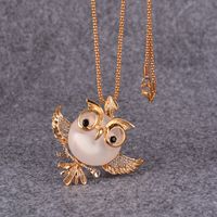 Ig Style Cute Owl Alloy Copper Inlay Opal Zircon Women's Sweater Chain main image 7