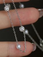 Simple Style Round Stainless Steel Pearl Inlay Zircon Necklace main image 6