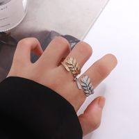 Simple Style Leaf Copper 18k Gold Plated Silver Plated Zircon Adjustable Ring In Bulk main image 1