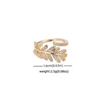 Simple Style Leaf Copper 18k Gold Plated Silver Plated Zircon Adjustable Ring In Bulk main image 2