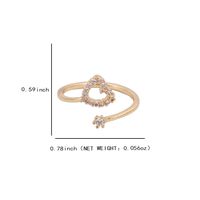 Simple Style Heart Shape Copper 18k Gold Plated Silver Plated Zircon Adjustable Ring In Bulk main image 2