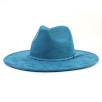 للجنسين الأساسي ريترو اللون الصامد طنف كبيرة قبعة فيدورا sku image 25