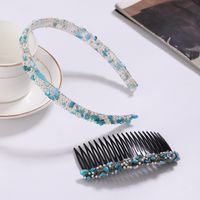 Femmes Pastorale Bloc De Couleur Plastique Fait Main Incruster Perles Artificielles Calcul Bande De Cheveux Peignes À Cheveux main image 4
