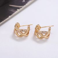 1 Pair Vintage Style Geometric Solid Color Plating Copper Ear Studs main image 4