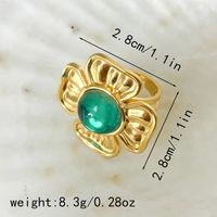 304 Stainless Steel 14K Gold Plated Elegant Romantic Sweet Plating Inlay Flower Gem Glass Stone Open Rings main image 2