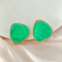 1 Pair Vintage Style Simple Style Triangle Enamel Plating 304 Stainless Steel 14K Gold Plated Ear Studs main image 3