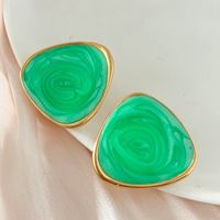 1 Pair Vintage Style Simple Style Triangle Enamel Plating 304 Stainless Steel 14K Gold Plated Ear Studs main image 1