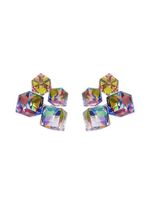 1 Pair Retro Color Block Heart Shape Pleated Inlay Copper Rhinestones Drop Earrings sku image 52