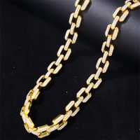 Hip-hop Punk Rectangle Alloy Plating Chain Inlay Rhinestones White Gold Plated Gold Plated Men's Jewelry Set main image 8