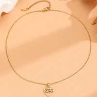 Vintage Style Pentagram Heart Shape Stainless Steel Plating 18k Gold Plated Pendant Necklace main image 4