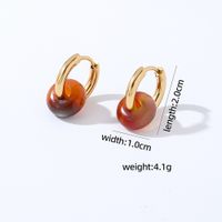 1 Pair Retro Simple Style Round Plating 304 Stainless Steel Natural Stone K Gold Plated Hoop Earrings main image 2