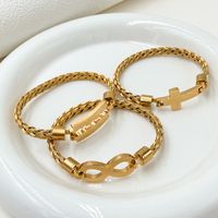 Vintage Style Classic Style Blade Cross Infinity 304 Stainless Steel Gold Plated Bangle In Bulk main image 1