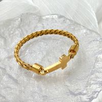 Vintage Style Classic Style Blade Cross Infinity 304 Stainless Steel Gold Plated Bangle In Bulk main image 4