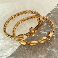 Vintage Style Classic Style Blade Cross Infinity 304 Stainless Steel Gold Plated Bangle In Bulk main image 5