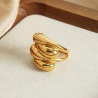 Lässig Elegant Einfacher Stil Wassertropfen Titan Stahl Überzug 18 Karat Vergoldet Ringe main image 3