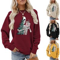 Women's Hoodies Long Sleeve Printing Christmas Christmas Tree Skeleton main image 1