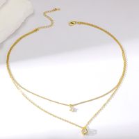Vintage Style Square Copper Gold Plated Zircon Pendant Necklace In Bulk sku image 1