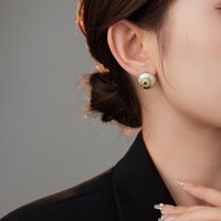 1 Pair Retro Geometric Plating Inlay Sterling Silver Zircon 24k Gold Plated White Gold Plated Ear Studs main image 3