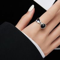 Casual Solid Color Sterling Silver Asymmetrical Plating Inlay Agate White Gold Plated Open Rings main image 5