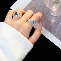 Casual Solid Color Sterling Silver Plating Pleated Inlay Zircon 24k Gold Plated White Gold Plated Open Rings main image 5