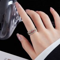 Casual Solid Color Sterling Silver Plating Inlay Zircon 24k Gold Plated White Gold Plated Open Rings main image 3