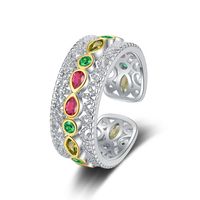 Casual Solid Color Sterling Silver Plating Inlay Zircon 24k Gold Plated White Gold Plated Open Rings main image 6