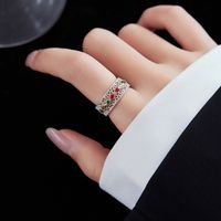 Casual Solid Color Sterling Silver Plating Inlay Zircon 24k Gold Plated White Gold Plated Open Rings sku image 1
