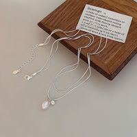 Casual Water Droplets Sterling Silver Plating Inlay Freshwater Pearl Silver Plated Pendant Necklace main image 3
