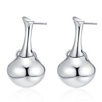 1 Pair Original Design Solid Color Plating Sterling Silver White Gold Plated Drop Earrings main image 6