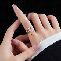 Casual Color Block Sterling Silver Irregular Plating Pleated 24k Gold Plated White Gold Plated Open Rings main image 3