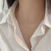 Einfacher Stil Einfarbig Sterling Silber Überzug Weißgold Plattiert Doppellagige Halsketten main image 1