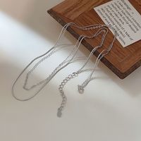 Simple Style Solid Color Sterling Silver Plating White Gold Plated Double Layer Necklaces main image 4