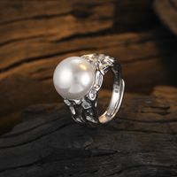 Casual Pearl Sterling Silver Plating Inlay Shell White Gold Plated Open Rings main image 1