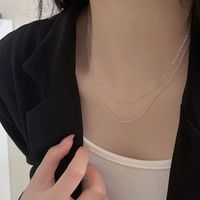 Simple Style Solid Color Sterling Silver Plating White Gold Plated Double Layer Necklaces sku image 1