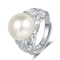 Casual Pearl Sterling Silver Plating Inlay Shell White Gold Plated Open Rings main image 6
