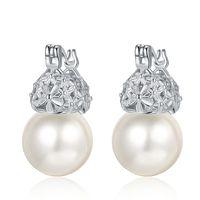 1 Pair Casual Pearl Plating Inlay Sterling Silver Shell 24k Gold Plated White Gold Plated Earrings main image 6