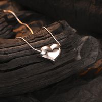 Simple Style Heart Shape Sterling Silver Plating White Gold Plated Pendant Necklace sku image 1