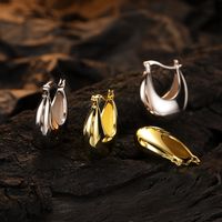 1 Pair Original Design Solid Color Plating Sterling Silver 24k Gold Plated White Gold Plated Earrings main image 7