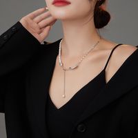 Casual Tassel Freshwater Pearl Sterling Silver Plating White Gold Plated Pendant Necklace main image 1