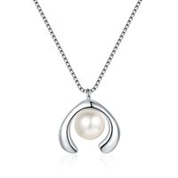 Casual Pearl Sterling Silver Plating Inlay Shell White Gold Plated Pendant Necklace main image 6