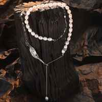 Casual Tassel Freshwater Pearl Sterling Silver Plating White Gold Plated Pendant Necklace main image 3