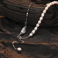 Casual Tassel Freshwater Pearl Sterling Silver Plating White Gold Plated Pendant Necklace main image 5