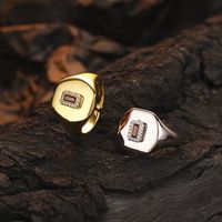 Glam Rectangle Sterling Silver Plating Inlay Zircon 24k Gold Plated Rhodium Plated Open Rings main image 1