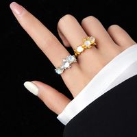 Casual Solid Color Sterling Silver Plating Inlay Artificial Gemstones 24k Gold Plated White Gold Plated Open Rings main image 3