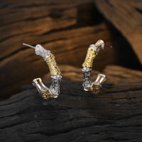 1 Pair Streetwear Color Block Plating Sterling Silver 24k Gold Plated White Gold Plated Ear Studs main image 1