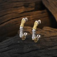 1 Pair Streetwear Color Block Plating Sterling Silver 24k Gold Plated White Gold Plated Ear Studs main image 3