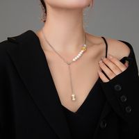 Casual Solid Color Freshwater Pearl Sterling Silver Beaded Plating 24k Gold Plated White Gold Plated Necklace sku image 1
