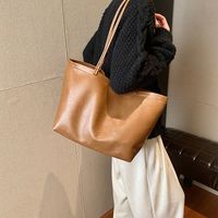 Women's Pu Leather Solid Color Classic Style Square Zipper Tote Bag main image 8