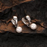 1 Pair Casual Pearl Plating Inlay Sterling Silver Shell 24k Gold Plated White Gold Plated Earrings main image 4