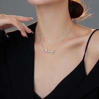 Simple Style Geometric Sterling Silver Plating Inlay Shell White Gold Plated Necklace main image 3